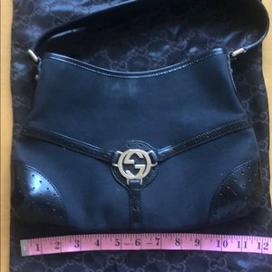 Used canvas and leather Gucci shoulder purse